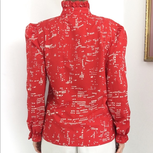 SOLD-Gorgeous Ruffled Neck Bib Collar High Neck Blouse - Picture 7 of 8